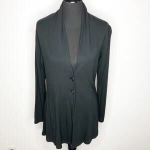 Flax black button front long sleeve cardigan size Small